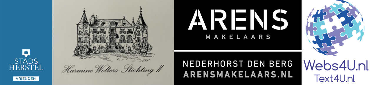 Logo's Stadsherstel Amsterdam, Harmine Wolters stichting, Arens makelaars, en Webs4u.nl